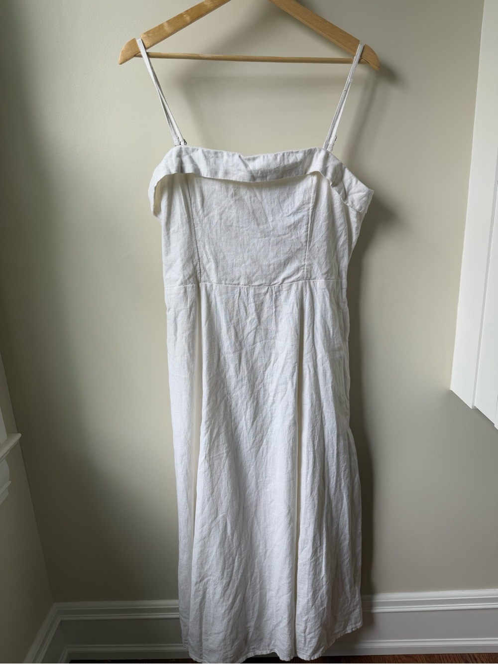 NWT‎ ABERCROMBIE & FITCH Linen Cotton White Sundress Midi Dress Classic L Tall